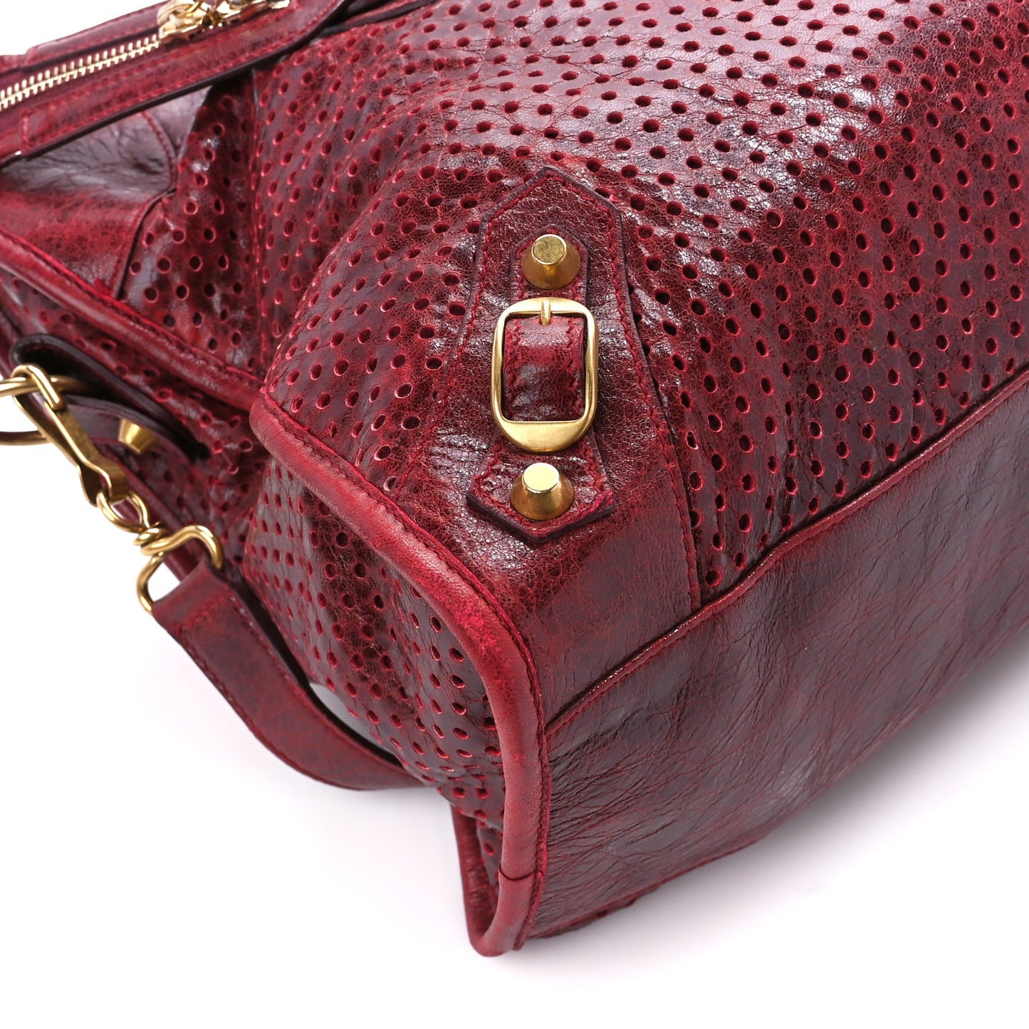 Agneau Laser Cut Cross Classic Gold Hardware City Rouge Lie De Vin