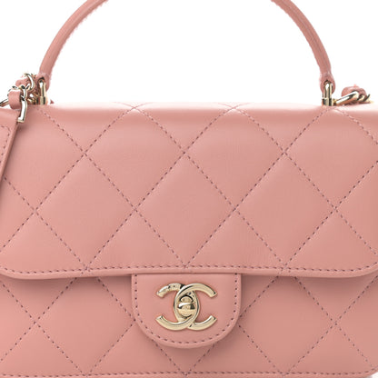 Chanel Calfskin Quilted Small Top Handle Flap Pink 8 of 14
