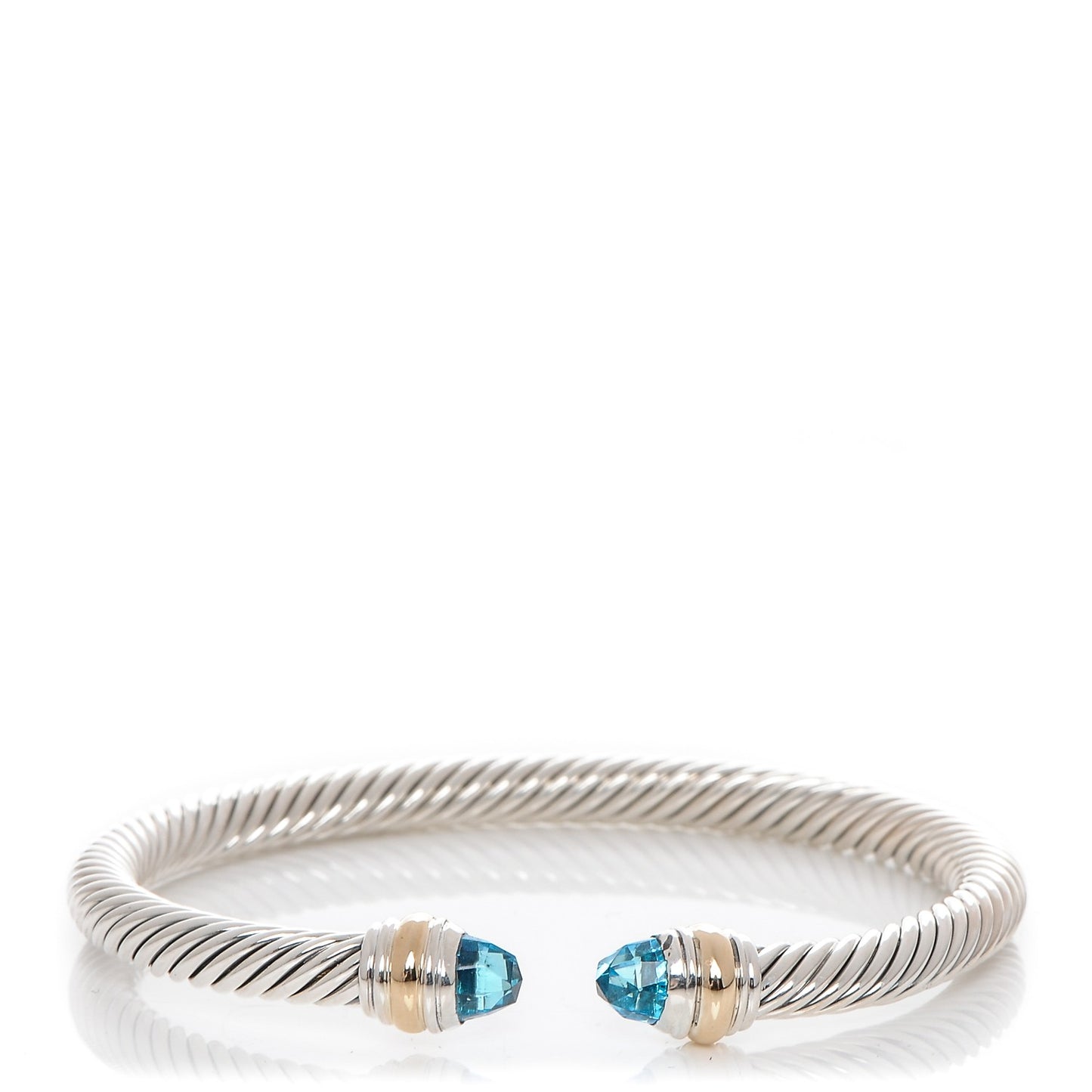 Sterling Silver 14K Yellow Gold Blue Topaz 5mm Cable Classics Bracelet