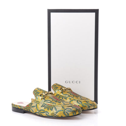 Gucci Iridescent Brocade Womens Princetown Slippers 36.5 Gold Multicolor 9 of 10