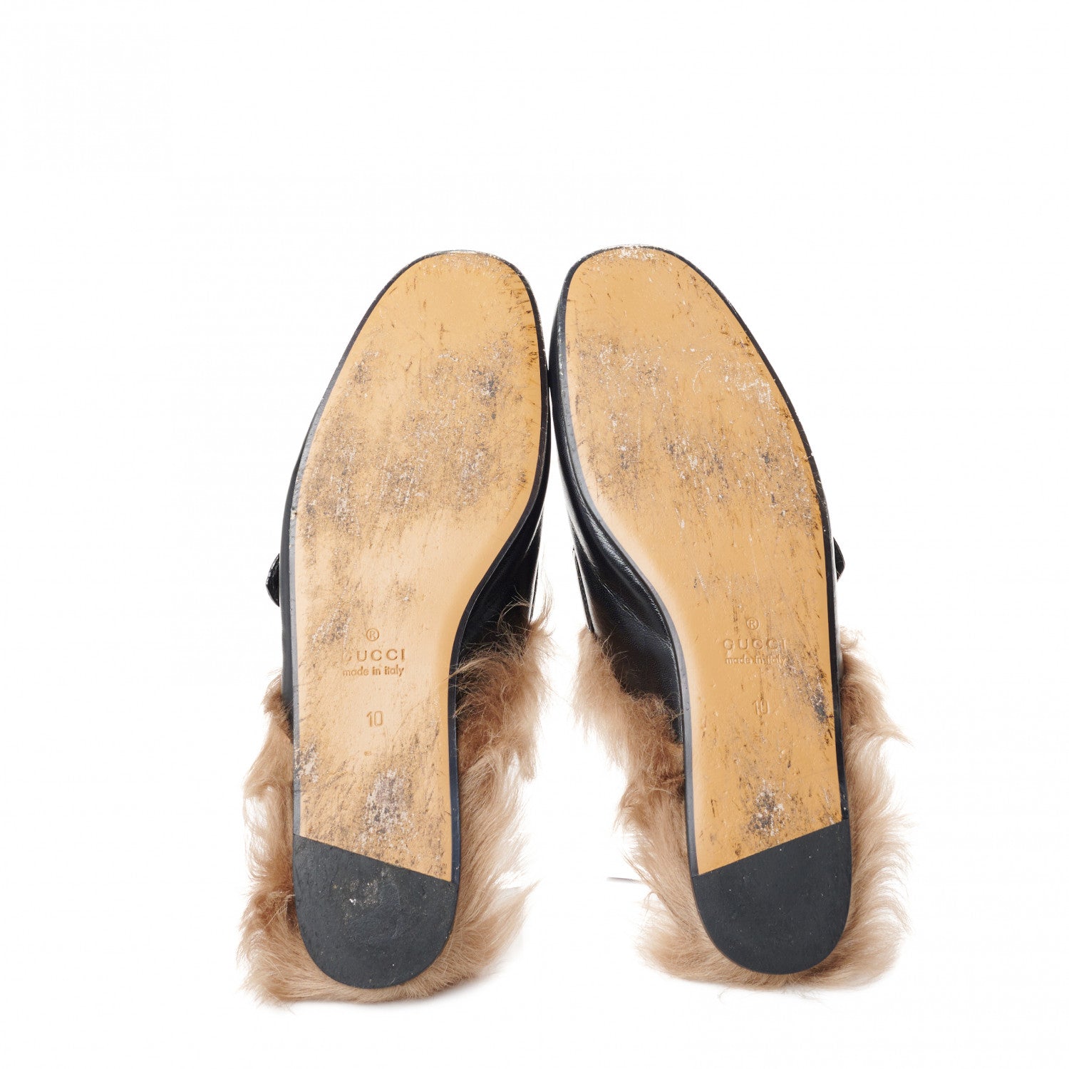 Gucci Goatskin Fur Web GG Mens Princetown Slippers 10 Black 6 of 8