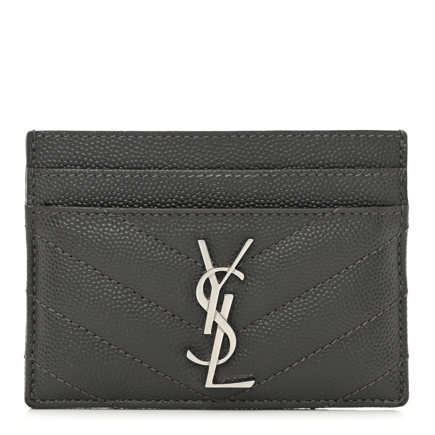 Grain De Poudre Matelasse Chevron Monogram Credit Card Case Storm