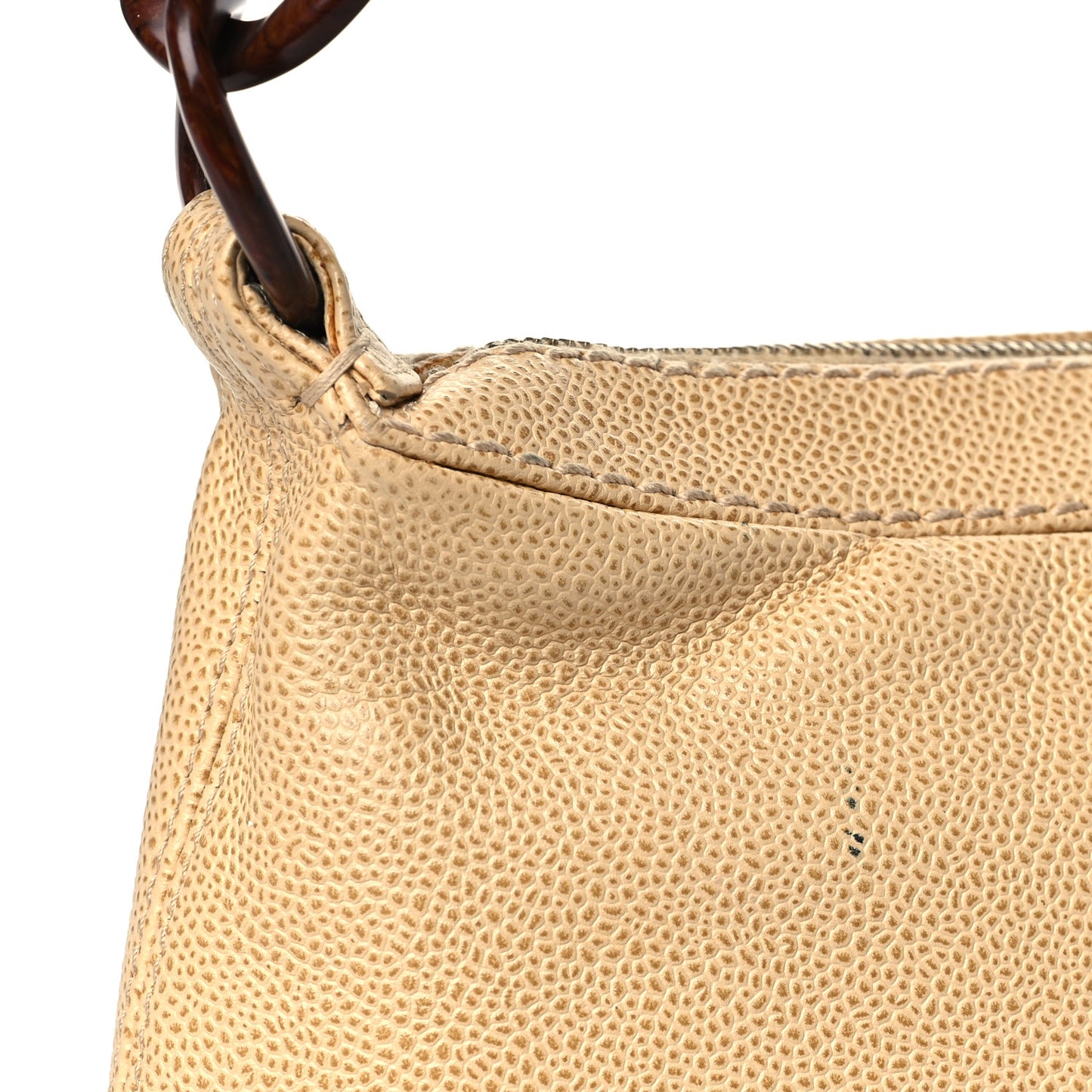 Caviar CC Wood Chain Hobo Beige
