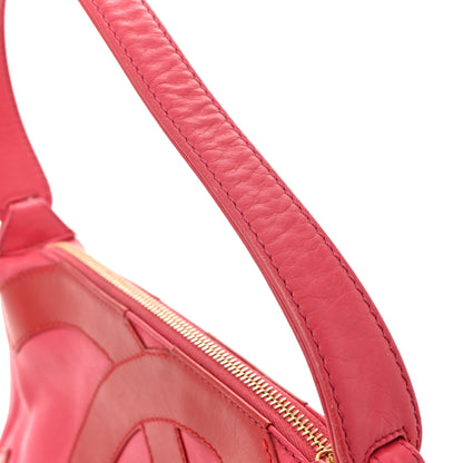 Chanel Calfskin Small CC Stitched Shoulder Bag Pink Red 14 of 16