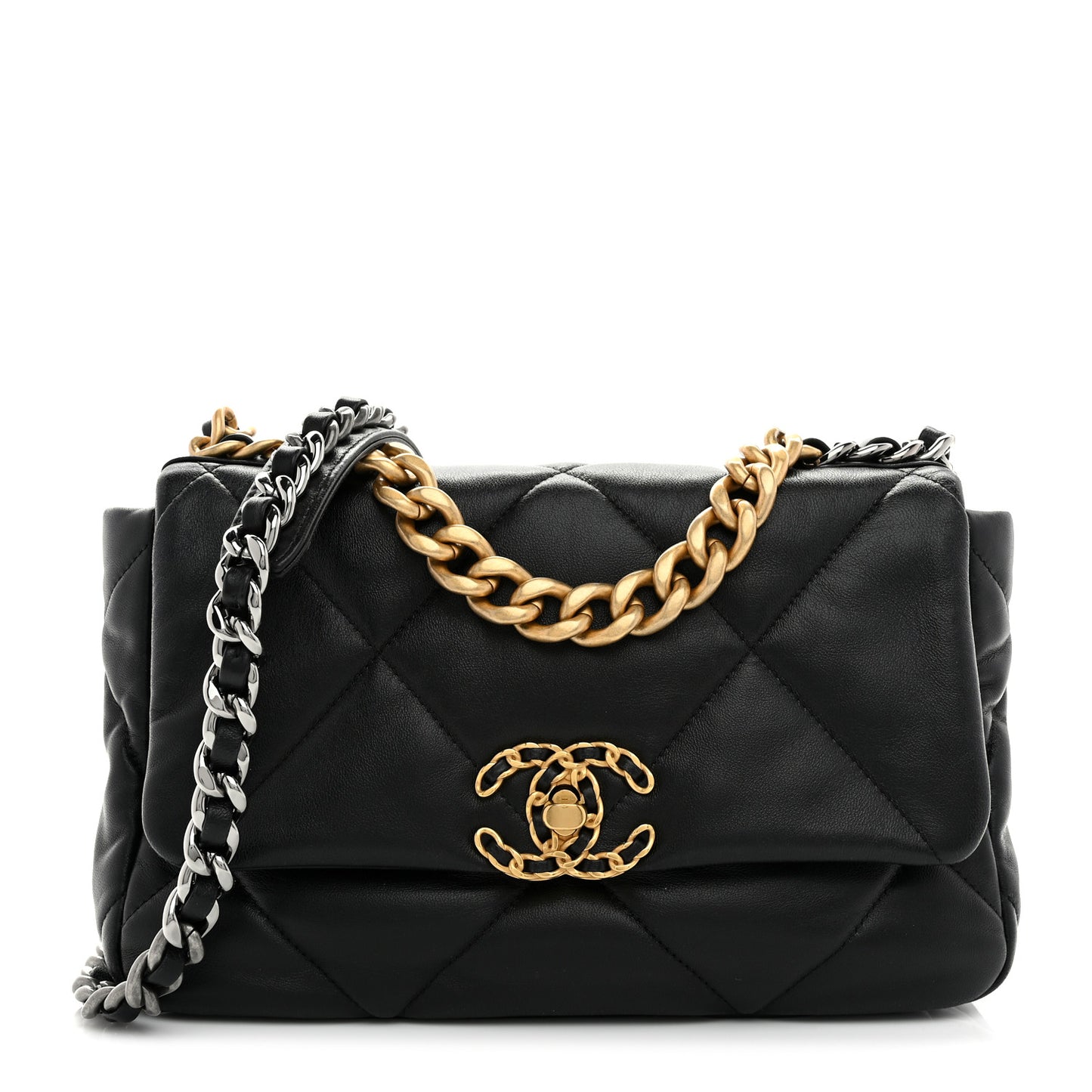 Lambskin Quilted Medium Chanel 19 Flap Black