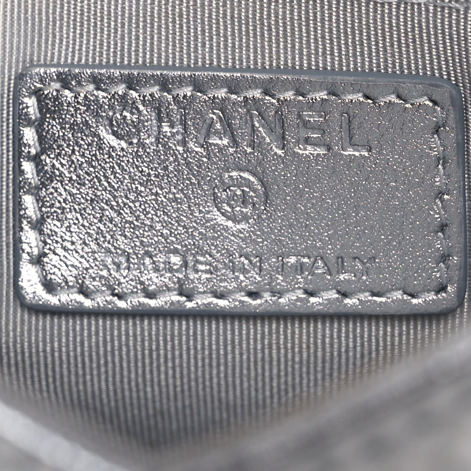 Chanel Metallic Lambskin Embossed Envelope Clutch Silver 7 of 14