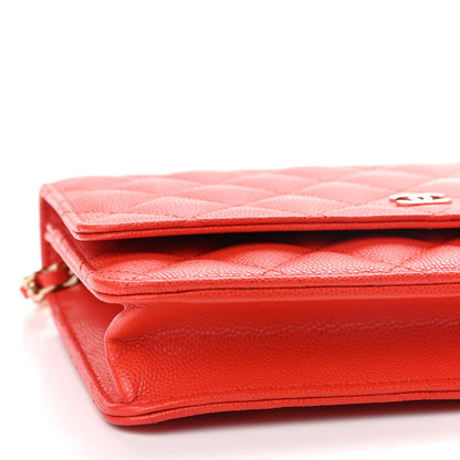 Chanel Caviar Quilted Wallet On Chain WOC Orange 8 of 9