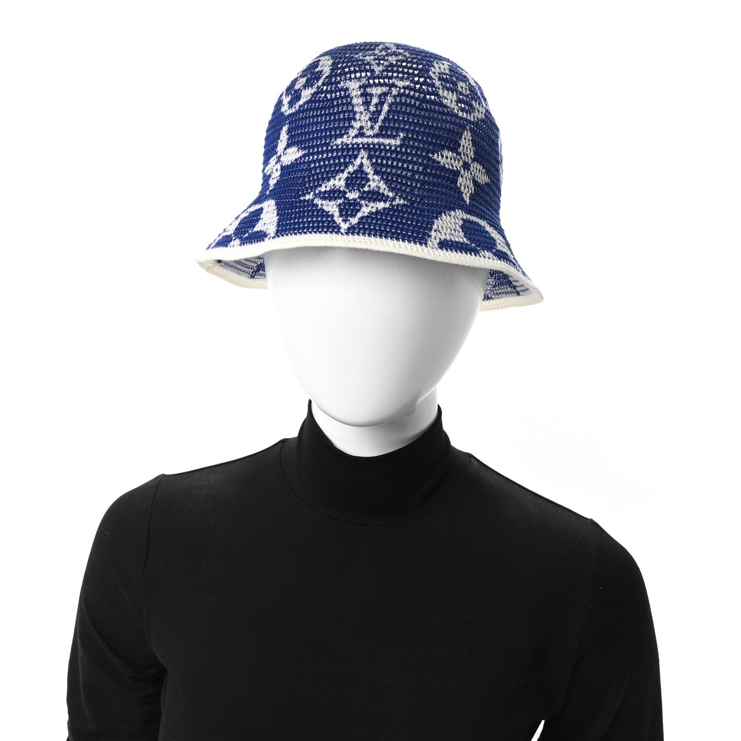 Louis Vuitton Crochet Monogram LV Bucket Hat S Blue White 6 of 7