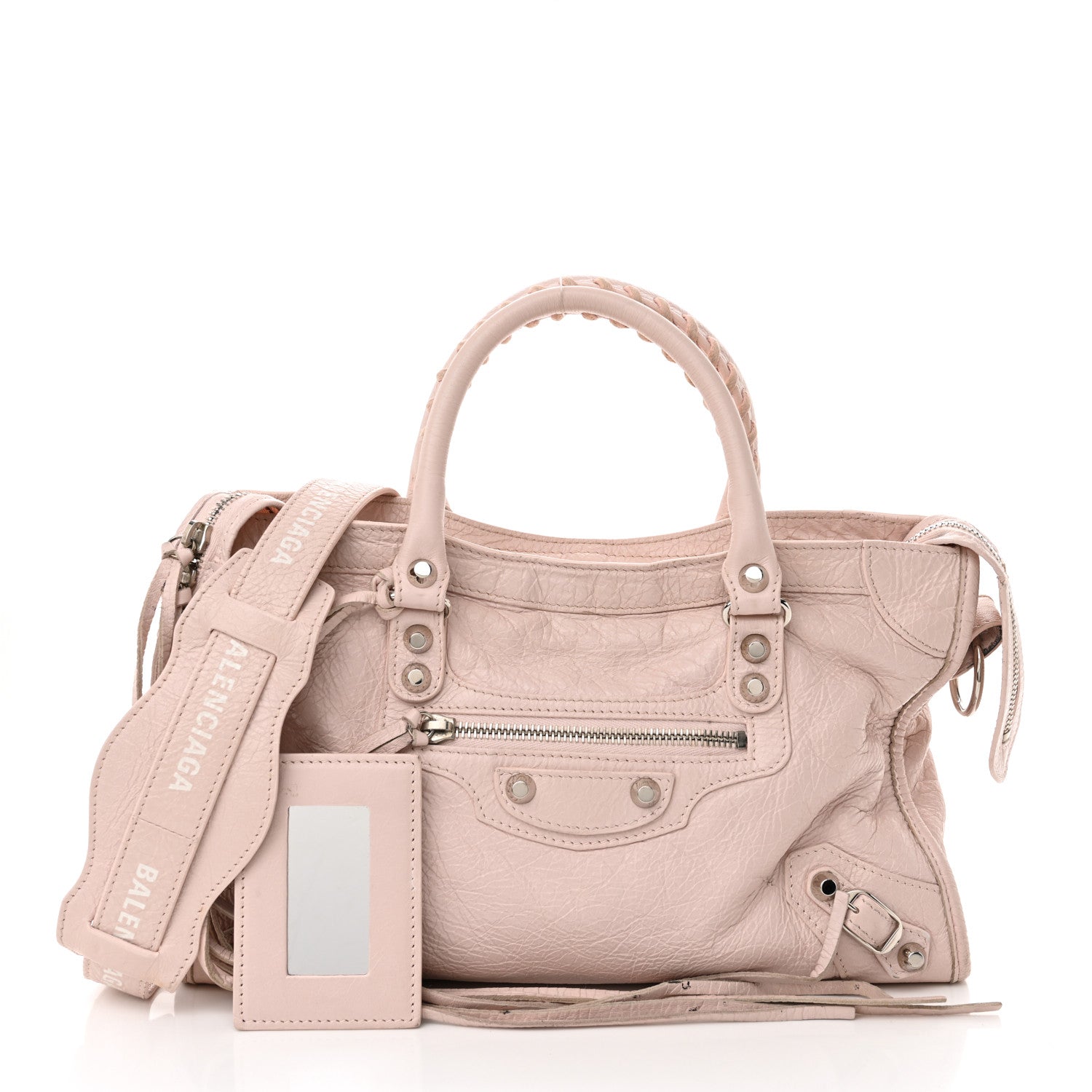 Balenciaga Agneau Classic Silver Hardware S City Logo Strap Light Rose White 2 of 20