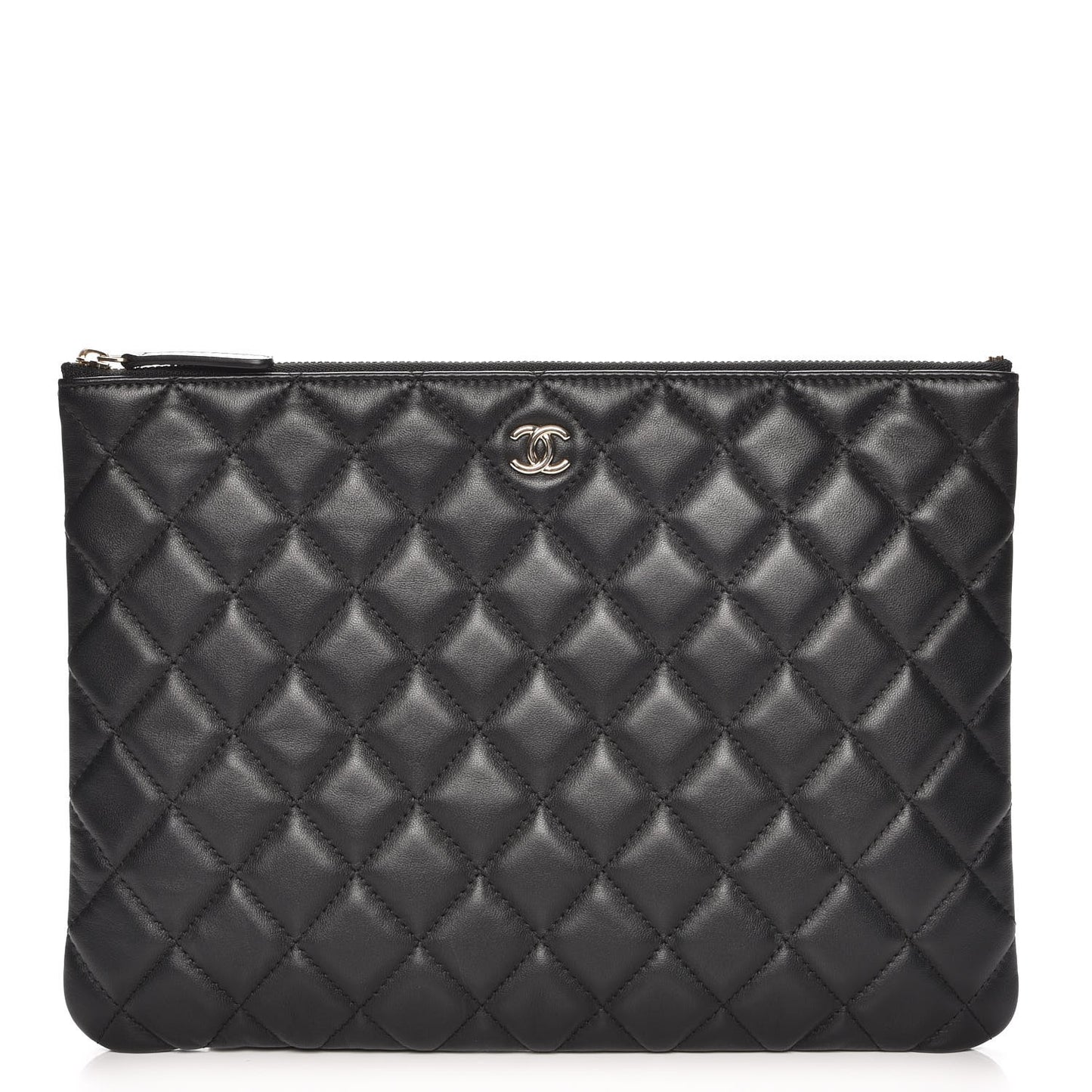 Lambskin Quilted Medium Cosmetic Case Black