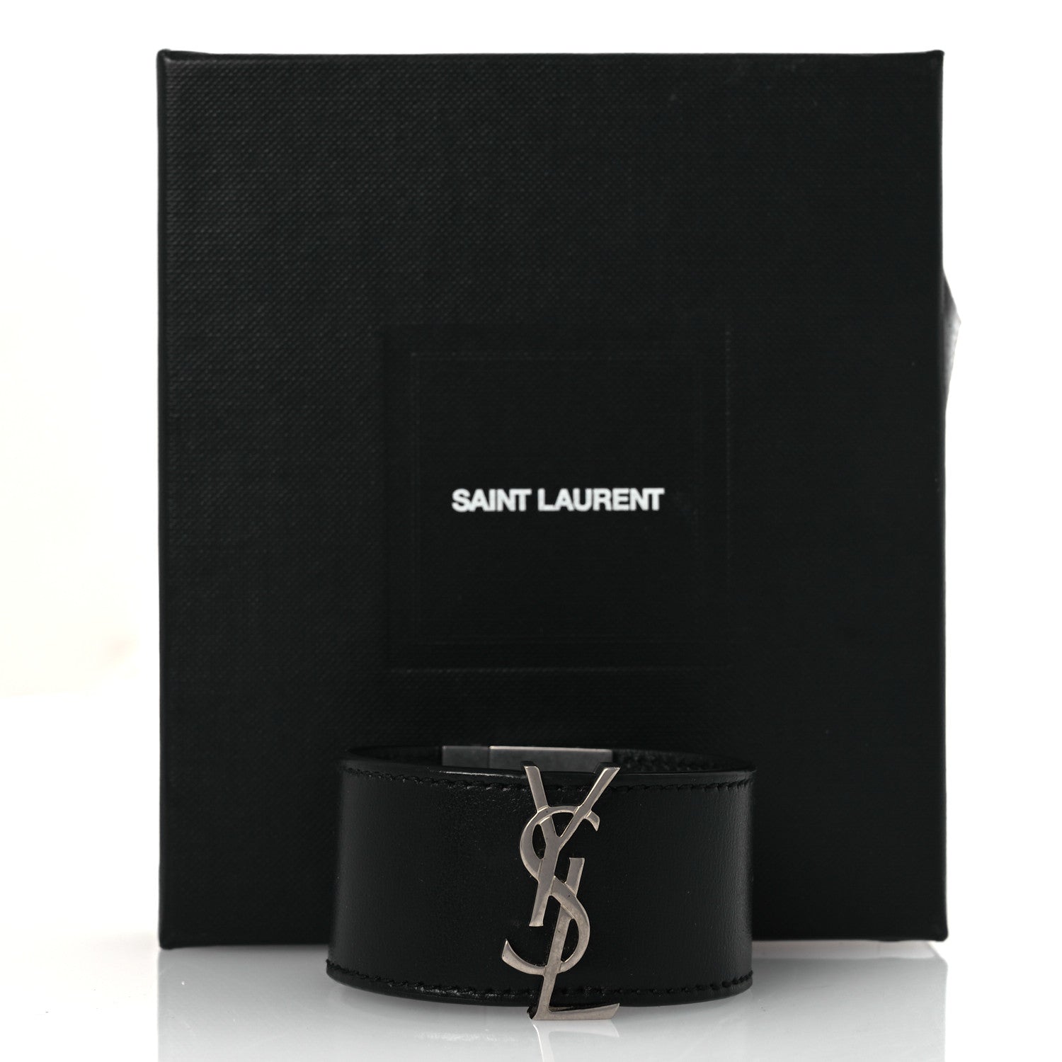 Saint Laurent Calfskin Monogram Bracelet Black 6 of 6