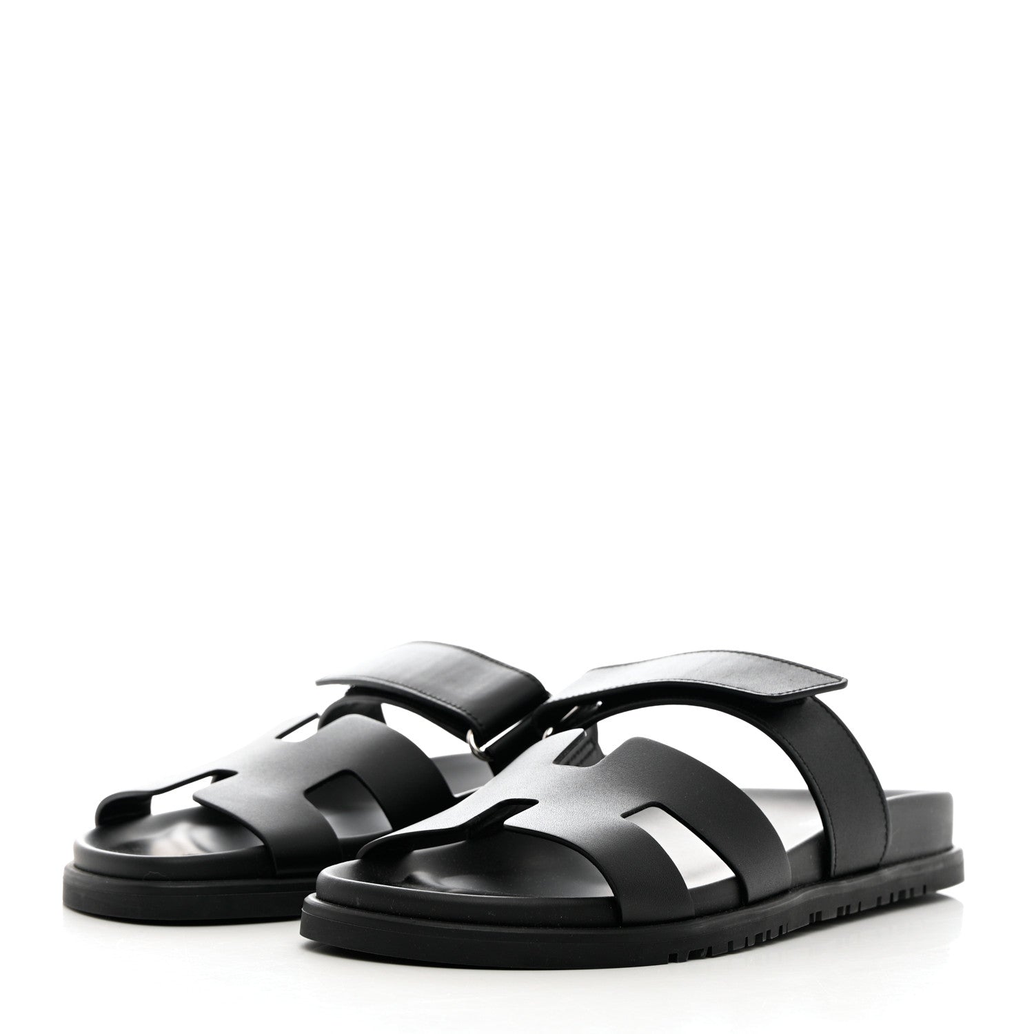 Hermes Calfskin Womens Chypre Sandals 38 Black 3 of 9