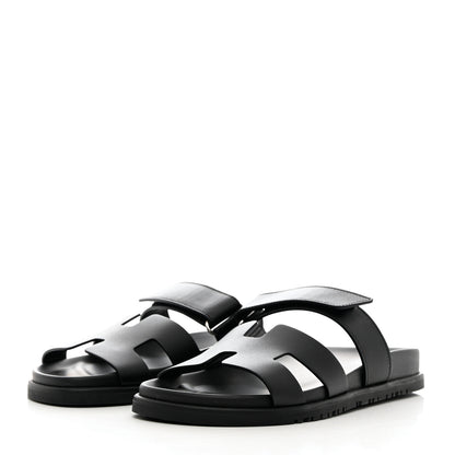 Hermes Calfskin Womens Chypre Sandals 38 Black 3 of 9