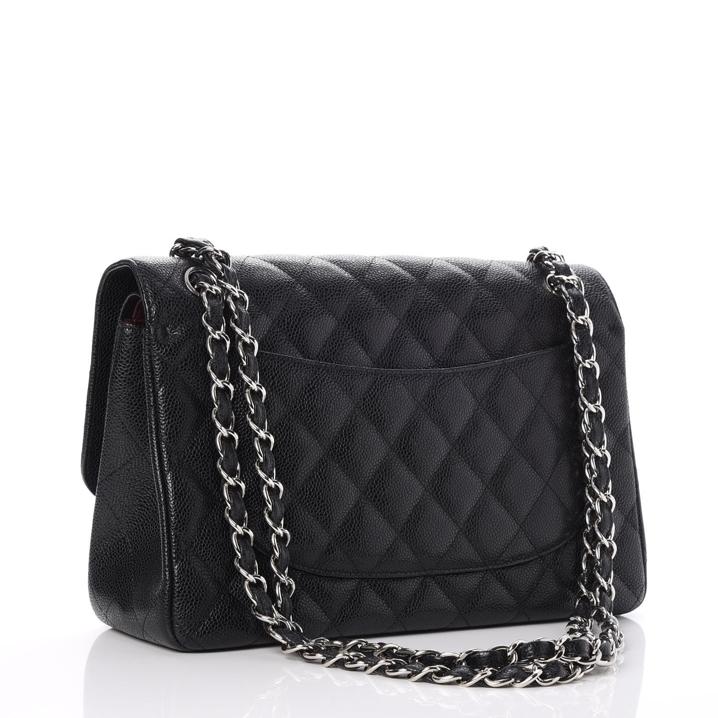 Caviar Quilted Jumbo Double Flap Black