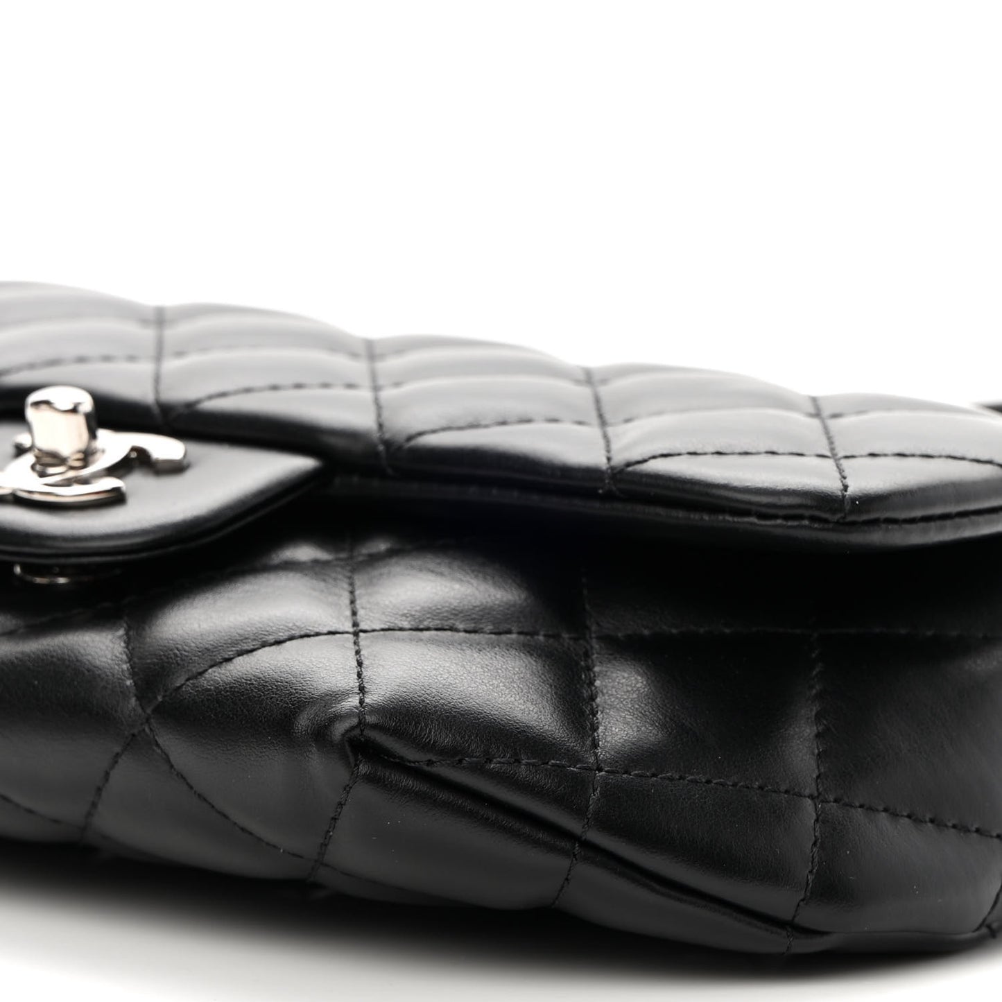 Calfskin Quilted CC Uniform Flap Belt Bag Black