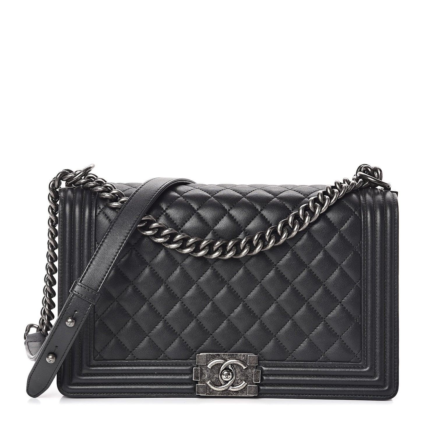 Lambskin Quilted New Medium Boy Flap Black