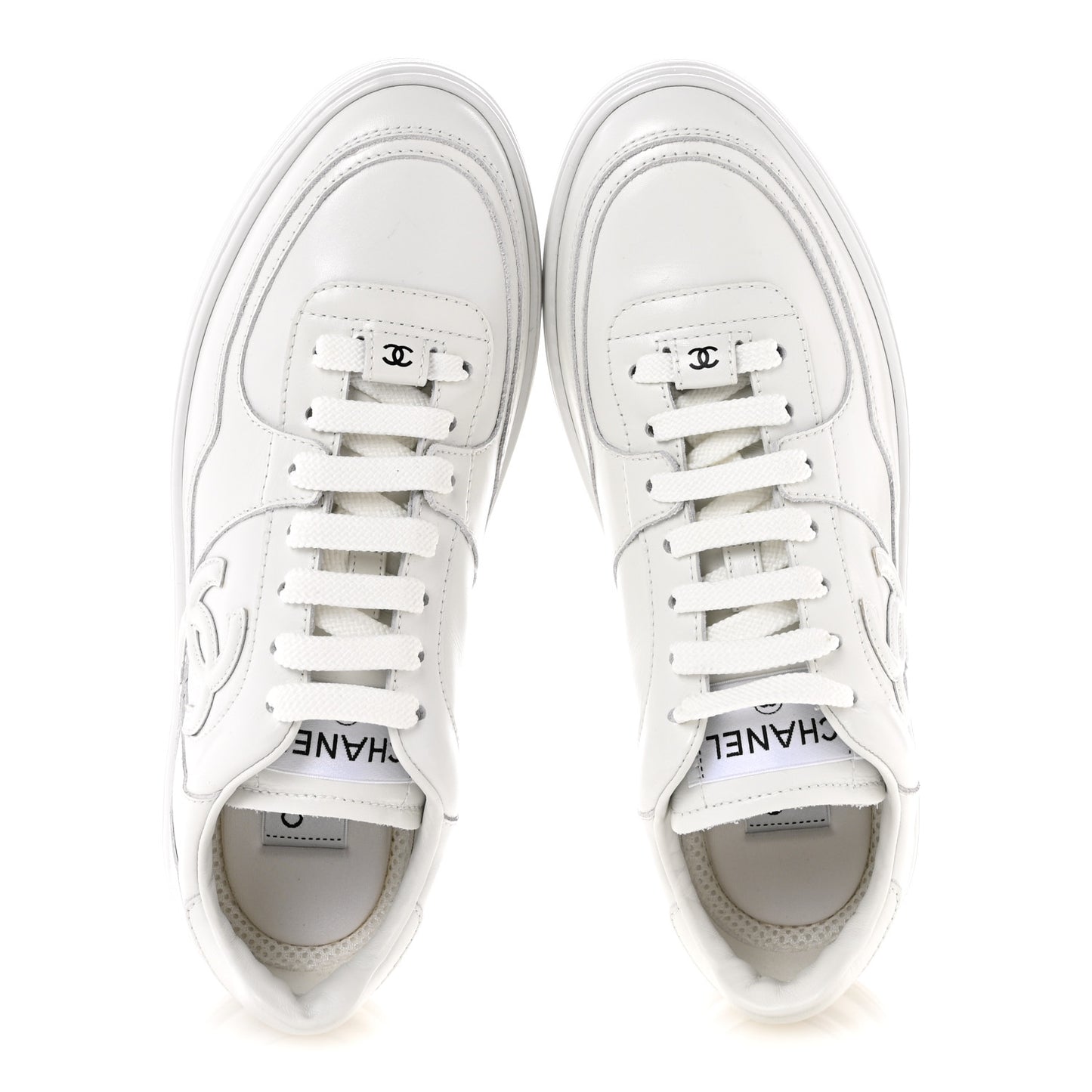 Calfskin Womens CC Sneakers 38 White