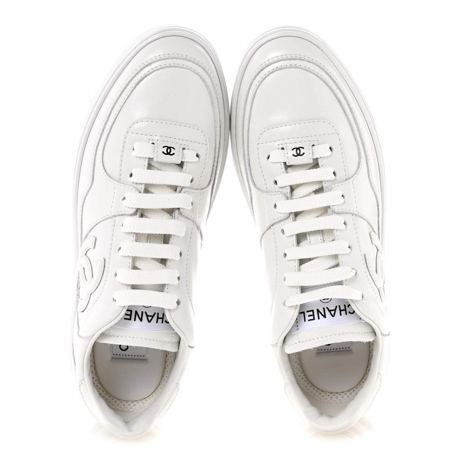 Chanel Calfskin Womens CC Sneakers 38 White 2 of 10