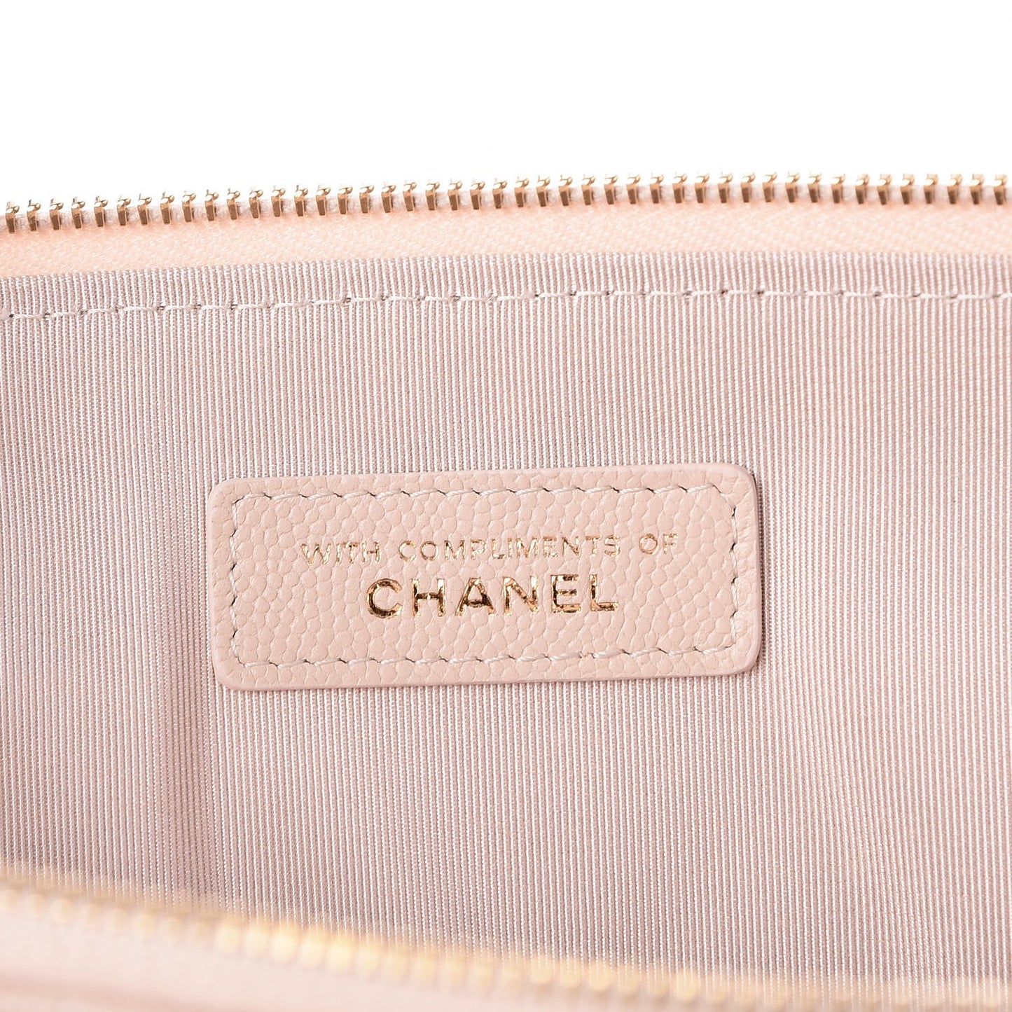 Caviar Chevron Quilted Large Cosmetic Case Light Pink