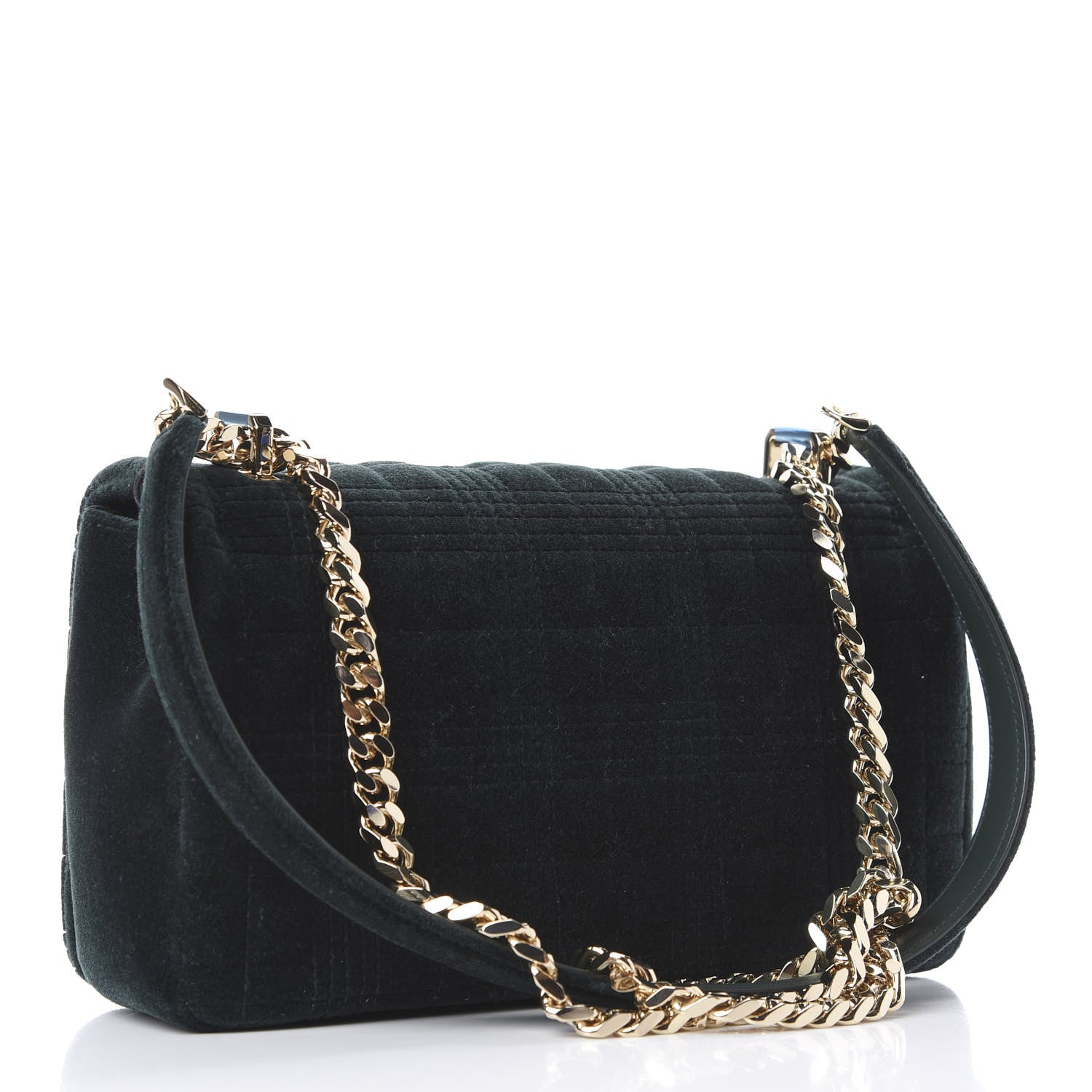 Burberry Velvet Quilted Small Lola Bag Dark Green 2 of 9