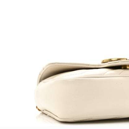 Gucci Calfskin Matelasse Super Mini GG Marmont Shoulder Bag White 9 of 10