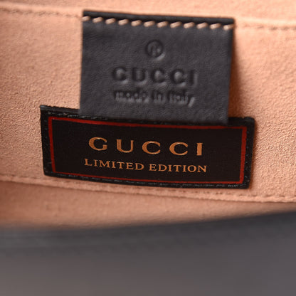 Gucci Calfskin Strawberry Embroidered Small Padlock Shoulder Bag Black 10 of 13