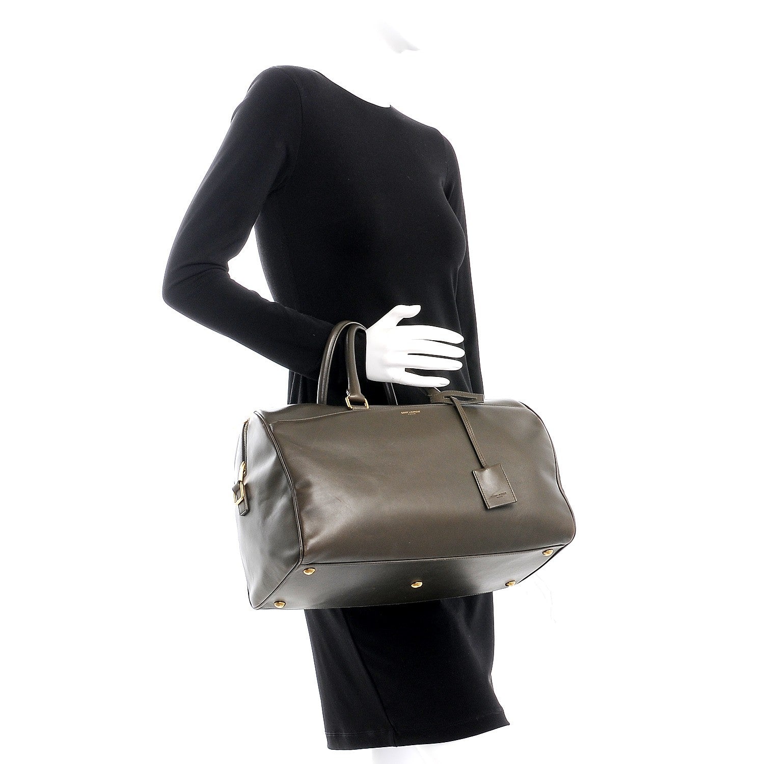 Saint Laurent Calfskin Classic Duffle 12 Earth 3 of 12