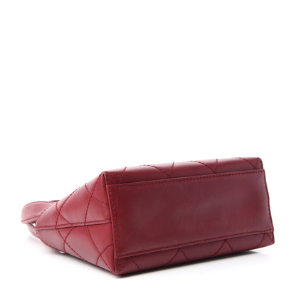 Chanel Lambskin Stitched Top Handle Flap Bag Red 4 of 12
