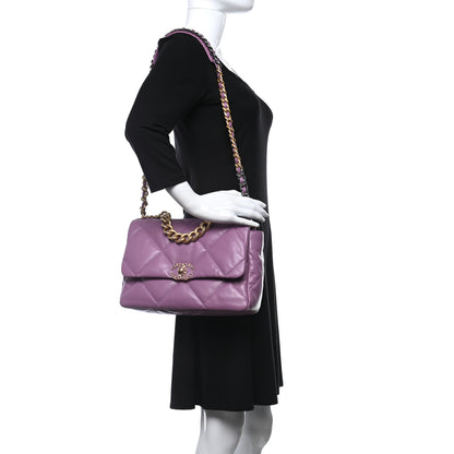 Chanel Goatskin Quilted Large Chanel 19 Flap Purple 2 of 10