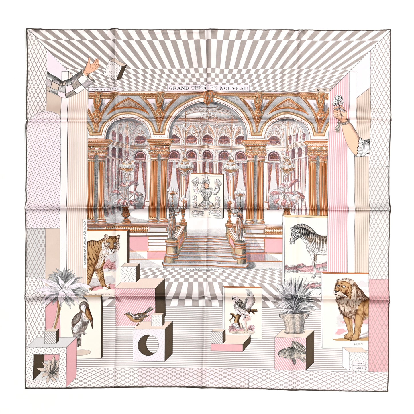 Silk Grand Theatre Nouveau Scarf 90 Rose Pale Etoupe