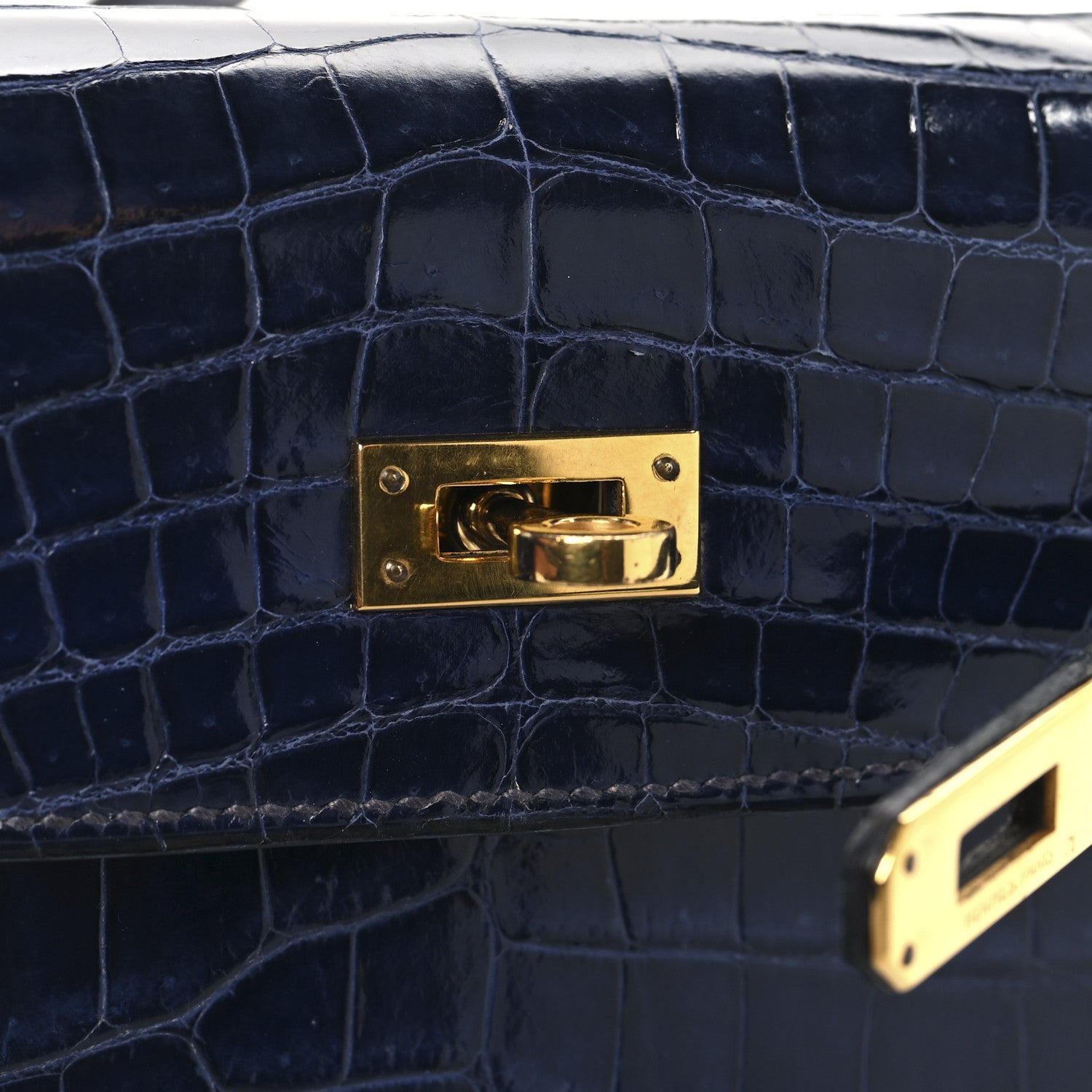 Hermes Shiny Crocodile Mini Kelly Sellier 20 Bleu Marine 15 of 19