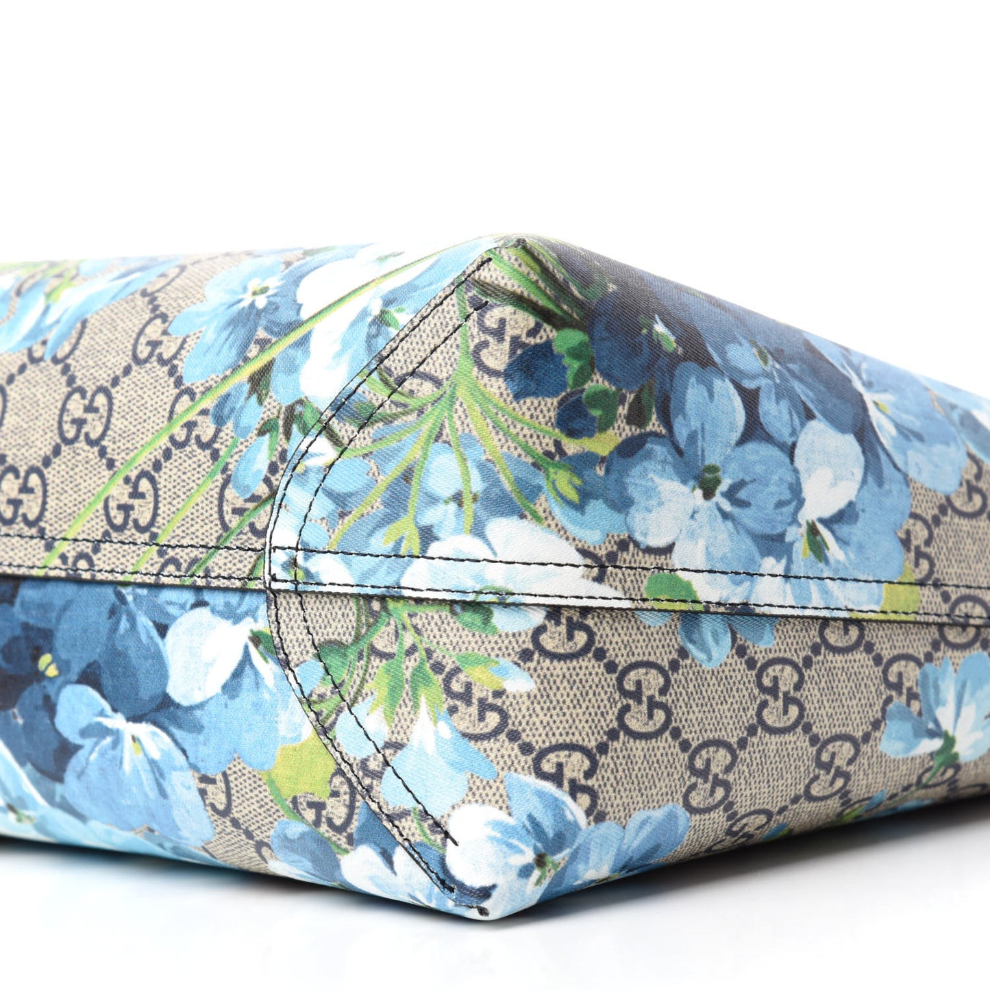 GG Supreme Monogram Blooms Medium Reversible Tote Beige Blue Navy