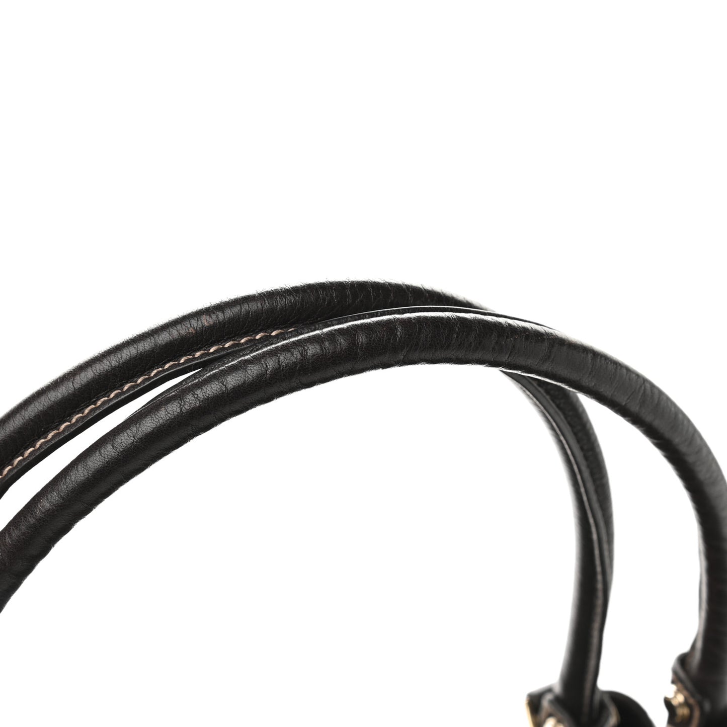 Calfskin Large D Gold Ring Shoulder Bag Chocolate