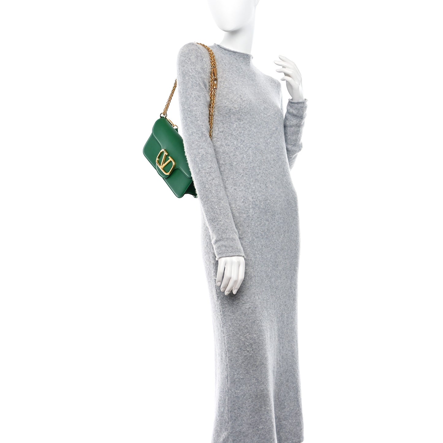 Calfskin Vlogo Loco Shoulder Bag Gea Green