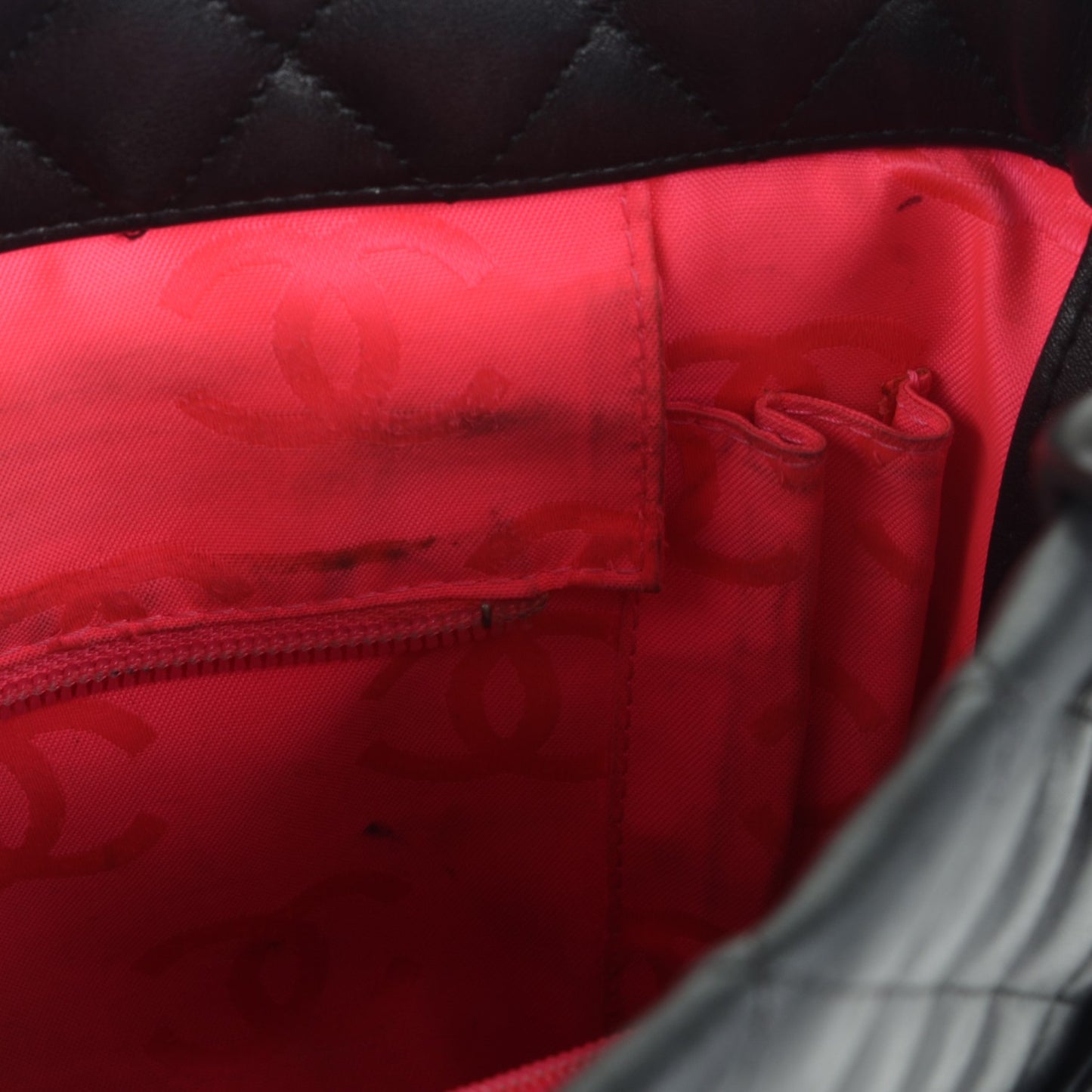 Calfskin Quilted Medium Cambon Tote Black White