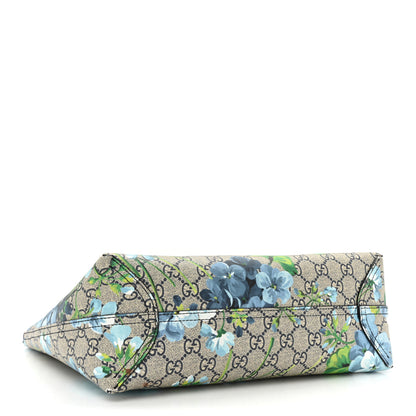 Gucci GG Supreme Monogram Blooms Small Reversible Tote Beige Blue Navy 6 of 23