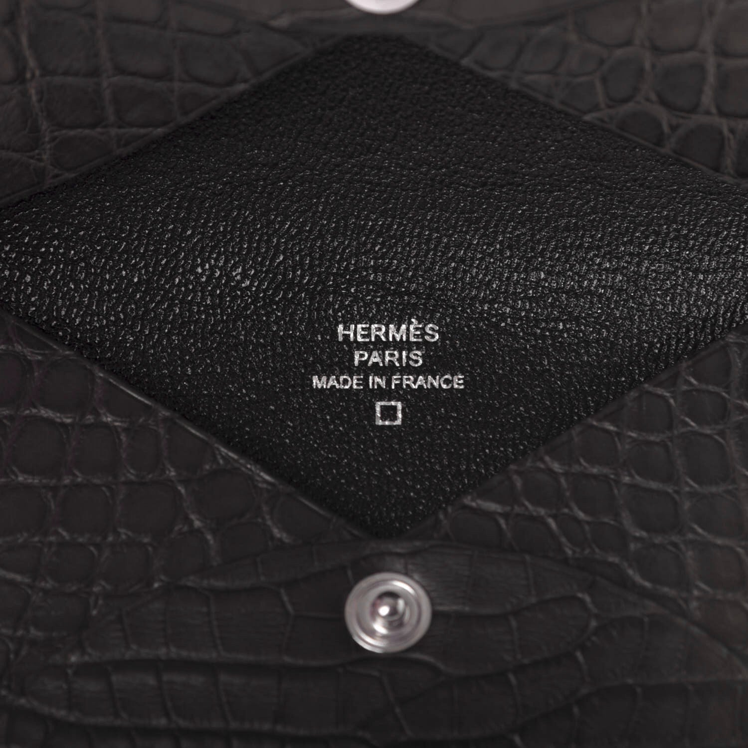 Hermes Matte Alligator Calvi Card Case Graphite 6 of 7