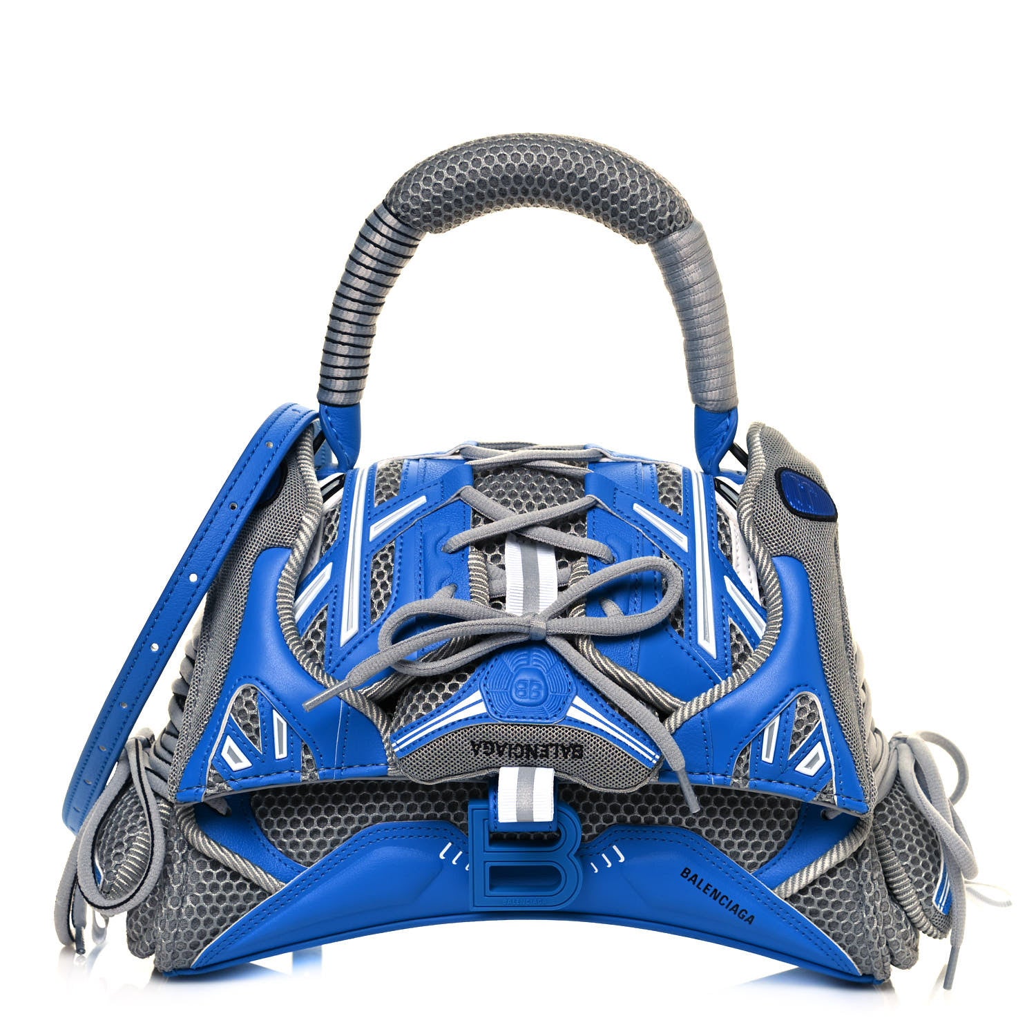Balenciaga Faux Calfskin Fabric Small Sneakerhead Top Handle Bag Blue Grey 1 of 11