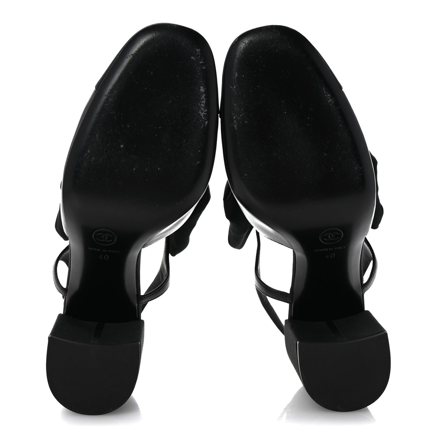 Lambskin Grosgrain Cap Toe Camellia Bow Slingback Pumps 40 Black