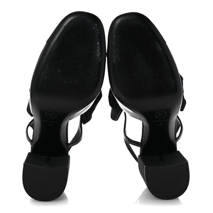 Chanel Lambskin Grosgrain Cap Toe Camellia Bow Slingback Pumps 40 Black 6 of 11