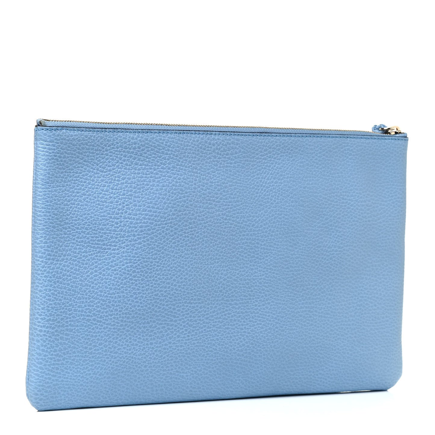 Pebbled Calfskin Large Bamboo Clutch Mineral Blue