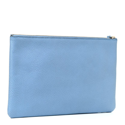 Gucci Pebbled Calfskin Large Bamboo Clutch Mineral Blue 2 of 4