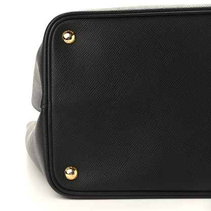 Prada Saffiano Cuir Large Double Bag Nero Black Ciliegia 13 of 18