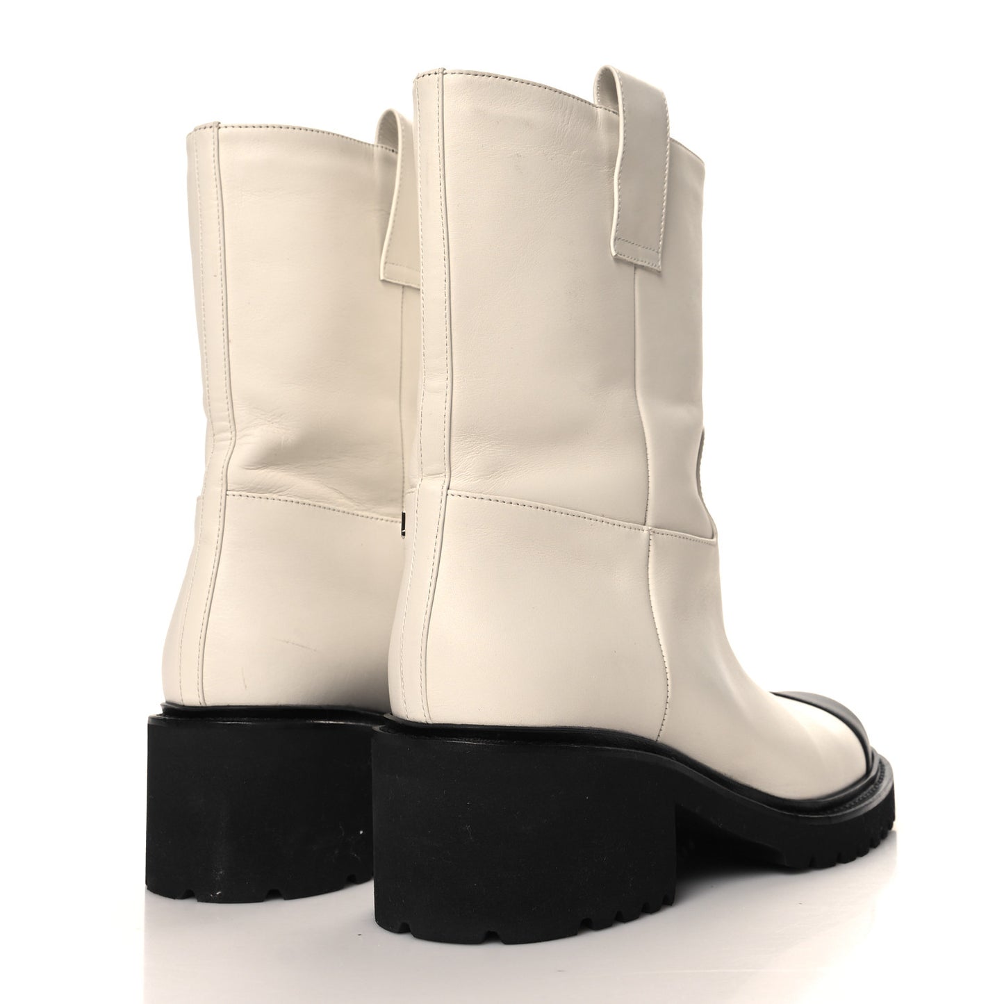 Calfskin CC Ankle Boots 38 White Black