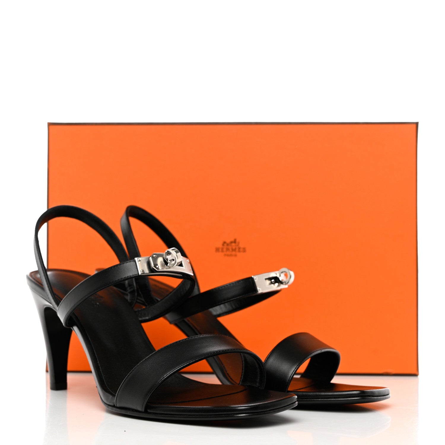 Hermes Calfskin Glamour 75 Sandals 40 Black 9 of 9