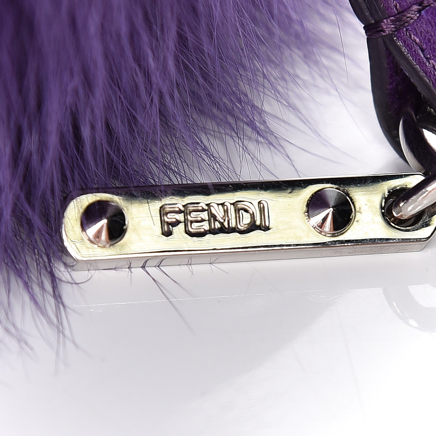 Fendi Fox Fur Shiny Nappa Bi-Color M ABCharm Bag Charm Viola Lago Viola Plus 3 of 4