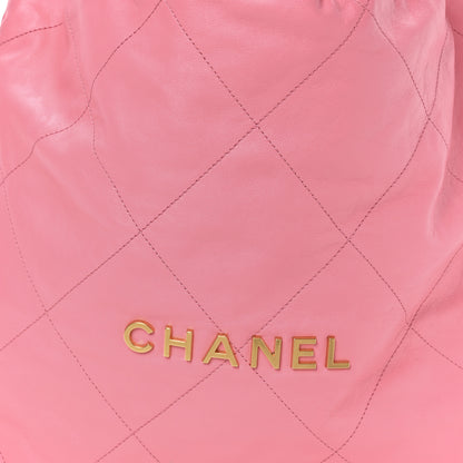 Chanel Shiny Calfskin Quilted Chanel 22 Drawstring Bag Pink 9 of 11