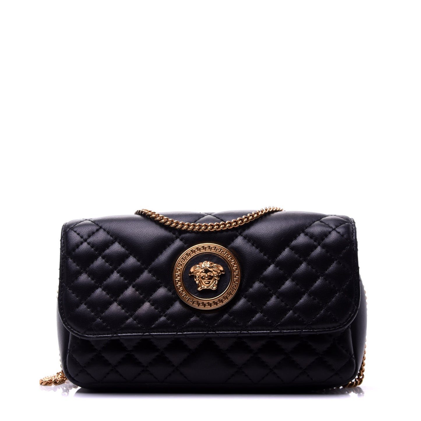 Nappa Quilted Trapuntata Tribute Wallet Chain Crossbody Black
