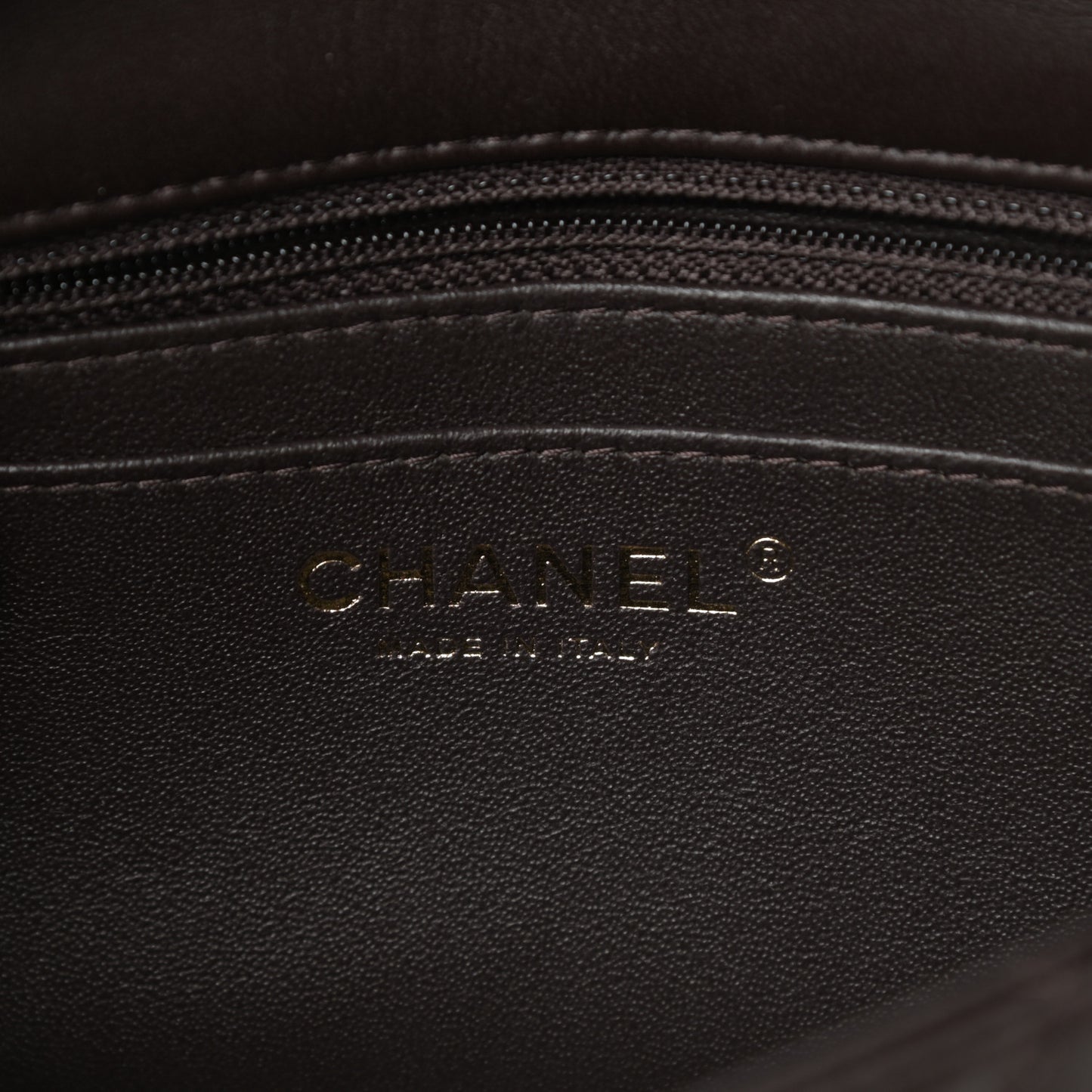 Lambskin Quilted Mini Rectangular Flap Dark Brown