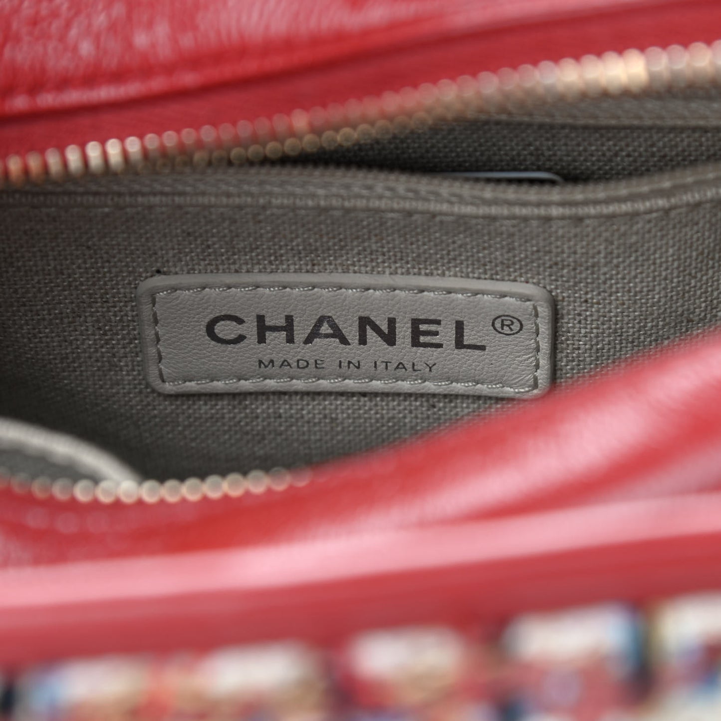 Tweed Calfskin Small Gabrielle Hobo Red